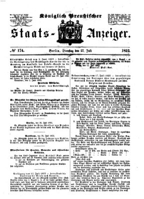 Königlich Preußischer Staats-Anzeiger (Allgemeine preußische Staats-Zeitung) Dienstag 27. Juli 1852