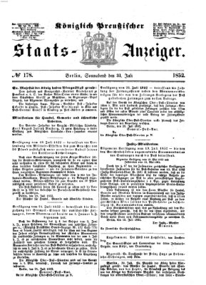 Königlich Preußischer Staats-Anzeiger (Allgemeine preußische Staats-Zeitung) Samstag 31. Juli 1852