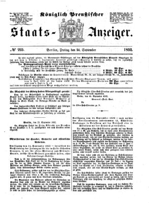 Königlich Preußischer Staats-Anzeiger (Allgemeine preußische Staats-Zeitung) Freitag 24. September 1852