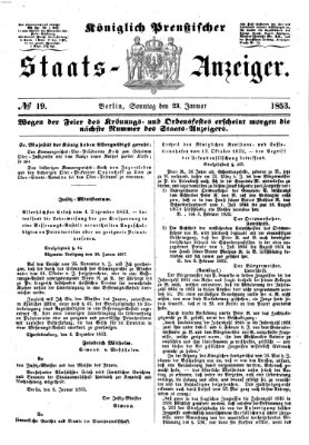 Königlich Preußischer Staats-Anzeiger (Allgemeine preußische Staats-Zeitung) Sonntag 23. Januar 1853