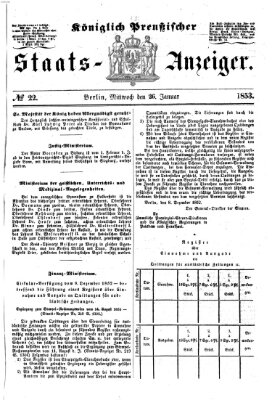 Königlich Preußischer Staats-Anzeiger (Allgemeine preußische Staats-Zeitung) Mittwoch 26. Januar 1853