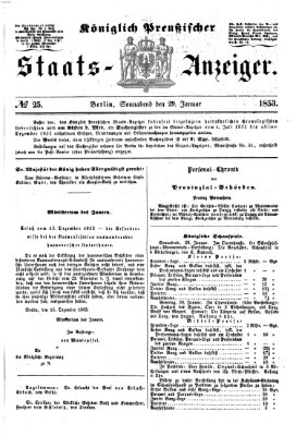 Königlich Preußischer Staats-Anzeiger (Allgemeine preußische Staats-Zeitung) Samstag 29. Januar 1853