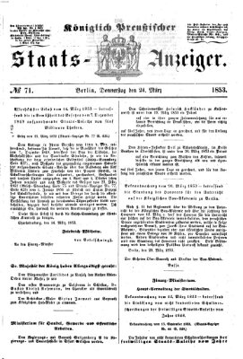 Königlich Preußischer Staats-Anzeiger (Allgemeine preußische Staats-Zeitung) Donnerstag 24. März 1853