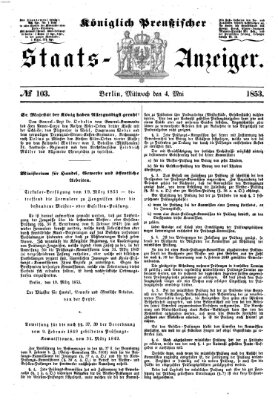 Königlich Preußischer Staats-Anzeiger (Allgemeine preußische Staats-Zeitung) Mittwoch 4. Mai 1853