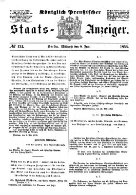 Königlich Preußischer Staats-Anzeiger (Allgemeine preußische Staats-Zeitung) Mittwoch 8. Juni 1853