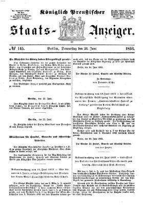 Königlich Preußischer Staats-Anzeiger (Allgemeine preußische Staats-Zeitung) Donnerstag 23. Juni 1853