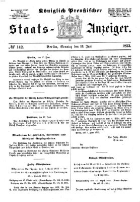 Königlich Preußischer Staats-Anzeiger (Allgemeine preußische Staats-Zeitung) Sonntag 19. Juni 1853