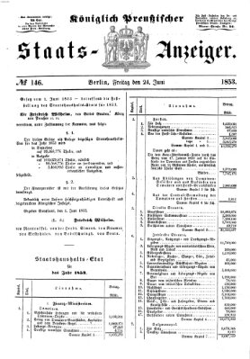 Königlich Preußischer Staats-Anzeiger (Allgemeine preußische Staats-Zeitung) Freitag 24. Juni 1853