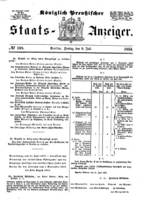 Königlich Preußischer Staats-Anzeiger (Allgemeine preußische Staats-Zeitung) Freitag 8. Juli 1853