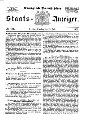 Königlich Preußischer Staats-Anzeiger (Allgemeine preußische Staats-Zeitung) Dienstag 12. Juli 1853