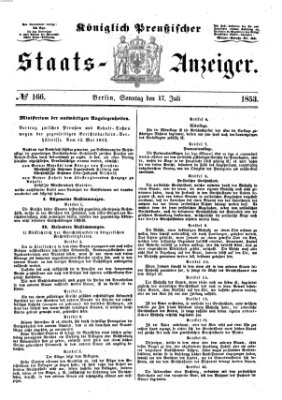 Königlich Preußischer Staats-Anzeiger (Allgemeine preußische Staats-Zeitung) Sonntag 17. Juli 1853