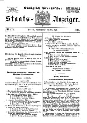 Königlich Preußischer Staats-Anzeiger (Allgemeine preußische Staats-Zeitung) Samstag 23. Juli 1853