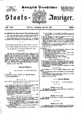 Königlich Preußischer Staats-Anzeiger (Allgemeine preußische Staats-Zeitung) Sonntag 24. Juli 1853