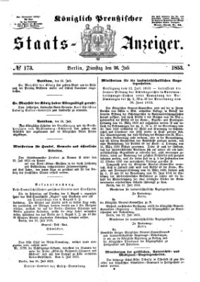 Königlich Preußischer Staats-Anzeiger (Allgemeine preußische Staats-Zeitung) Dienstag 26. Juli 1853