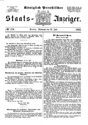 Königlich Preußischer Staats-Anzeiger (Allgemeine preußische Staats-Zeitung) Mittwoch 27. Juli 1853