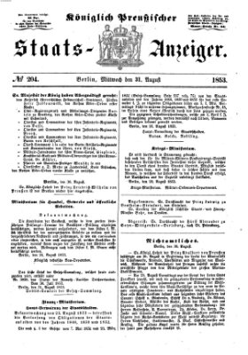 Königlich Preußischer Staats-Anzeiger (Allgemeine preußische Staats-Zeitung) Mittwoch 31. August 1853