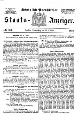 Königlich Preußischer Staats-Anzeiger (Allgemeine preußische Staats-Zeitung) Donnerstag 27. Oktober 1853