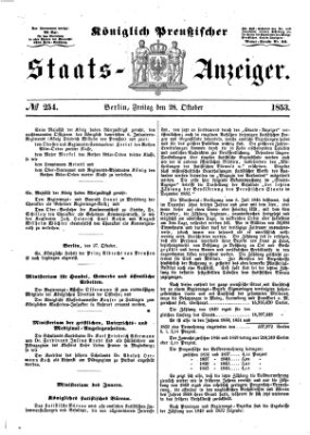 Königlich Preußischer Staats-Anzeiger (Allgemeine preußische Staats-Zeitung) Freitag 28. Oktober 1853