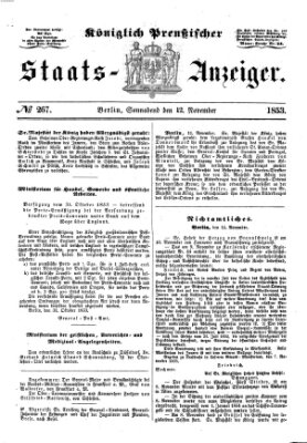 Königlich Preußischer Staats-Anzeiger (Allgemeine preußische Staats-Zeitung) Samstag 12. November 1853