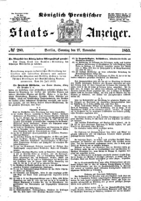 Königlich Preußischer Staats-Anzeiger (Allgemeine preußische Staats-Zeitung) Sonntag 27. November 1853