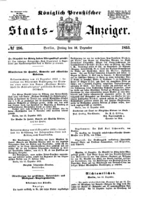 Königlich Preußischer Staats-Anzeiger (Allgemeine preußische Staats-Zeitung) Freitag 16. Dezember 1853