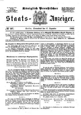 Königlich Preußischer Staats-Anzeiger (Allgemeine preußische Staats-Zeitung) Samstag 17. Dezember 1853