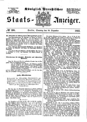 Königlich Preußischer Staats-Anzeiger (Allgemeine preußische Staats-Zeitung) Sonntag 18. Dezember 1853