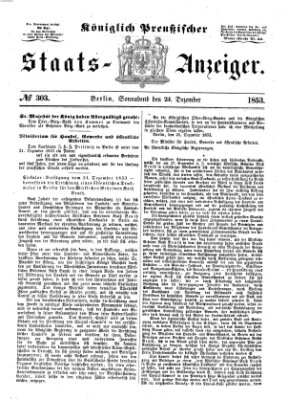 Königlich Preußischer Staats-Anzeiger (Allgemeine preußische Staats-Zeitung) Samstag 24. Dezember 1853