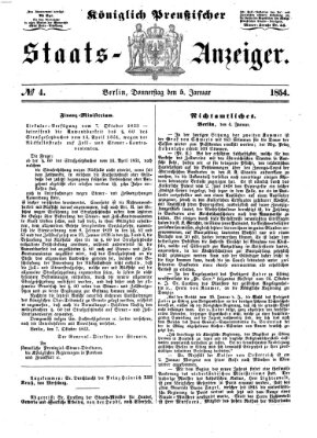 Königlich Preußischer Staats-Anzeiger (Allgemeine preußische Staats-Zeitung) Donnerstag 5. Januar 1854