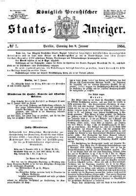 Königlich Preußischer Staats-Anzeiger (Allgemeine preußische Staats-Zeitung) Sonntag 8. Januar 1854