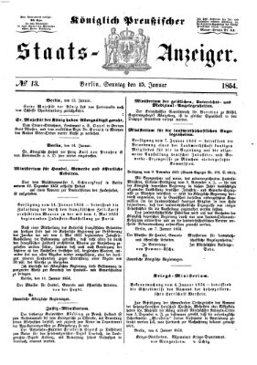 Königlich Preußischer Staats-Anzeiger (Allgemeine preußische Staats-Zeitung) Sonntag 15. Januar 1854