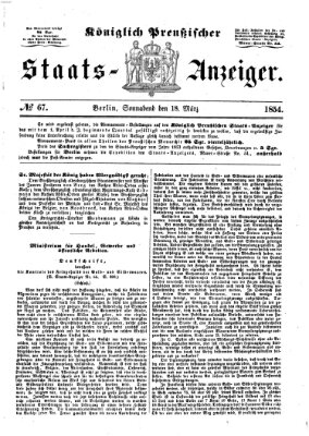 Königlich Preußischer Staats-Anzeiger (Allgemeine preußische Staats-Zeitung) Samstag 18. März 1854