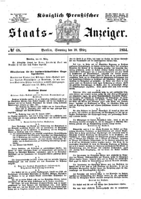 Königlich Preußischer Staats-Anzeiger (Allgemeine preußische Staats-Zeitung) Sonntag 19. März 1854