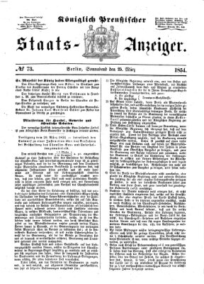 Königlich Preußischer Staats-Anzeiger (Allgemeine preußische Staats-Zeitung) Samstag 25. März 1854