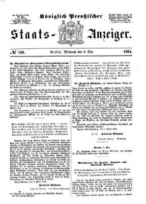 Königlich Preußischer Staats-Anzeiger (Allgemeine preußische Staats-Zeitung) Mittwoch 3. Mai 1854