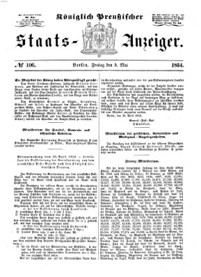 Königlich Preußischer Staats-Anzeiger (Allgemeine preußische Staats-Zeitung) Freitag 5. Mai 1854