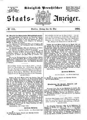 Königlich Preußischer Staats-Anzeiger (Allgemeine preußische Staats-Zeitung) Freitag 12. Mai 1854