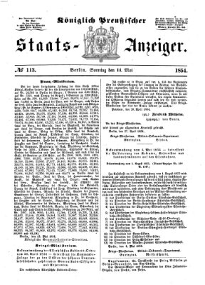 Königlich Preußischer Staats-Anzeiger (Allgemeine preußische Staats-Zeitung) Sonntag 14. Mai 1854