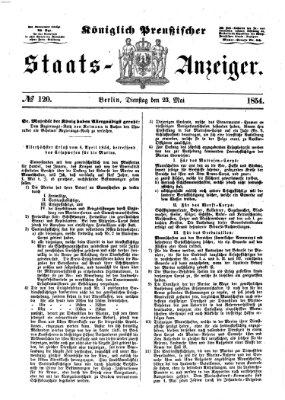 Königlich Preußischer Staats-Anzeiger (Allgemeine preußische Staats-Zeitung) Dienstag 23. Mai 1854