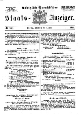 Königlich Preußischer Staats-Anzeiger (Allgemeine preußische Staats-Zeitung) Mittwoch 7. Juni 1854