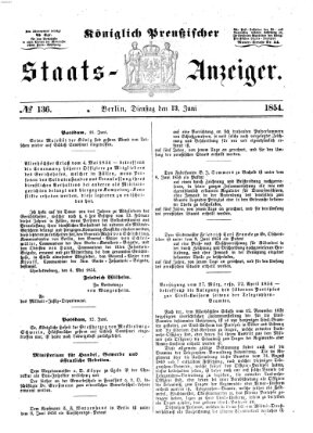 Königlich Preußischer Staats-Anzeiger (Allgemeine preußische Staats-Zeitung) Dienstag 13. Juni 1854