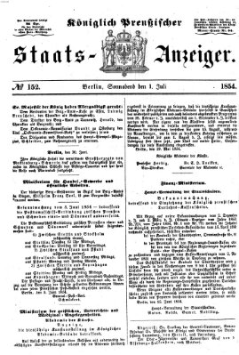 Königlich Preußischer Staats-Anzeiger (Allgemeine preußische Staats-Zeitung) Samstag 1. Juli 1854