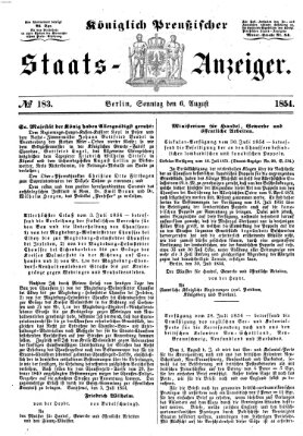 Königlich Preußischer Staats-Anzeiger (Allgemeine preußische Staats-Zeitung) Sonntag 6. August 1854