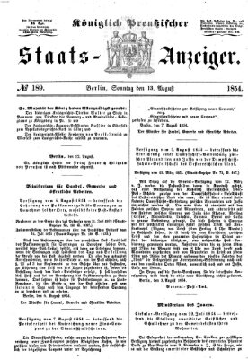 Königlich Preußischer Staats-Anzeiger (Allgemeine preußische Staats-Zeitung) Sonntag 13. August 1854