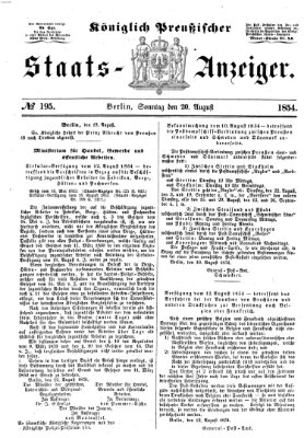 Königlich Preußischer Staats-Anzeiger (Allgemeine preußische Staats-Zeitung) Sonntag 20. August 1854