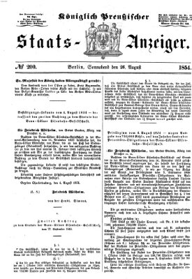 Königlich Preußischer Staats-Anzeiger (Allgemeine preußische Staats-Zeitung) Samstag 26. August 1854