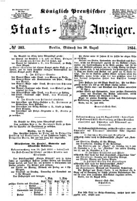 Königlich Preußischer Staats-Anzeiger (Allgemeine preußische Staats-Zeitung) Mittwoch 30. August 1854