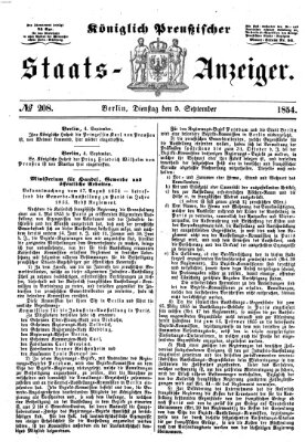 Königlich Preußischer Staats-Anzeiger (Allgemeine preußische Staats-Zeitung) Dienstag 5. September 1854