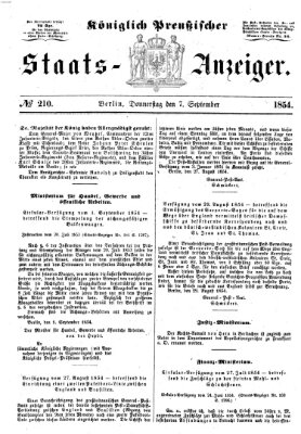 Königlich Preußischer Staats-Anzeiger (Allgemeine preußische Staats-Zeitung) Donnerstag 7. September 1854