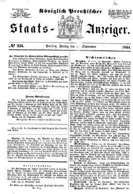 Königlich Preußischer Staats-Anzeiger (Allgemeine preußische Staats-Zeitung) Freitag 22. September 1854